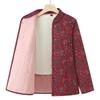 Blumenmuster-Winterbaumwolljacke für ältere Damen mit Plüschfutter