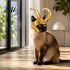Funny Cat Helmet Horn Crown Helmet Golden Headpiece with Ear Holes Pet Costume Accessories Cosplay for Halloween Theme Parties Photo Props Hat Cats
