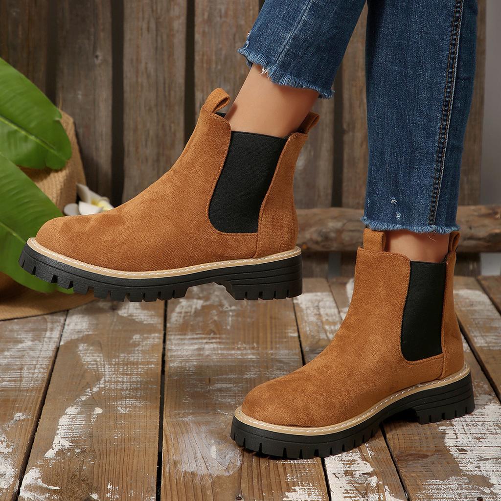 Martin Boots 2025 New Round Head Fashion Leather Boots Matte Chelsea Boots Foreign Trade Casual Versatile Women's Boots