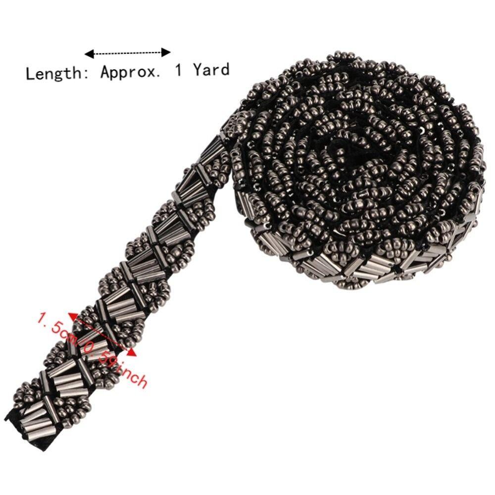 1pcs 1.5cm Width Pearl Ribbon Tape Square Tube Beads Double Eight Tube Beads Decorative Sewing Trim Lace Embellishment Tape