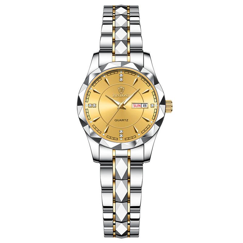 Watch Stainless steel business double calendar waterproof men's watch local tyrant gold watch