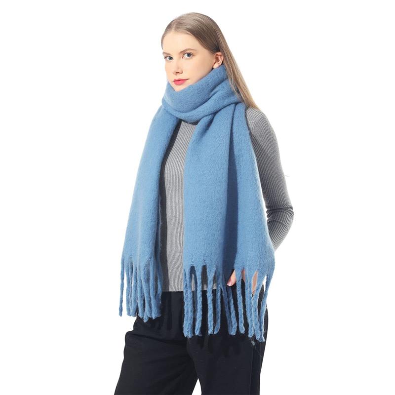 Winter Thick Warm Scarf Women Cashmere Shawl and Wraps Pashmina Neckerchief Bufanda Female Solid Tassel Echarpe Poncho