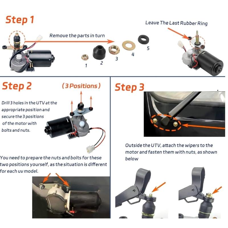 Waterproof Wiper Motor Kit For UTV ATV Sand Cars Delivers Superior Performances In Muddy Rainy And Dusty Environments
