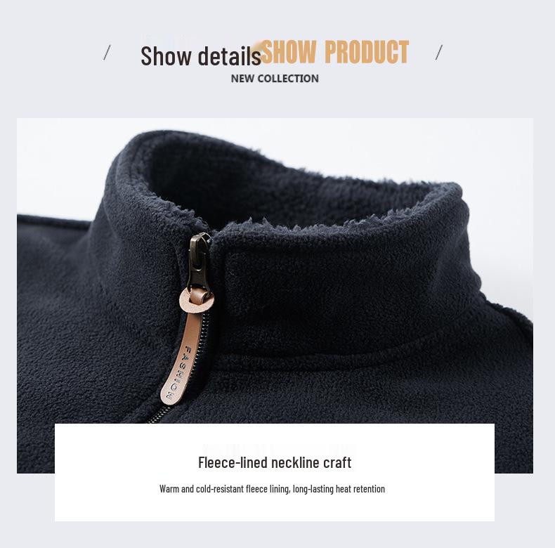 Men's Thick Fleece-Lined Stand-Up Collar Cardigan: Trendy, Warm Autumn/Winter Long-Sleeve Jacket