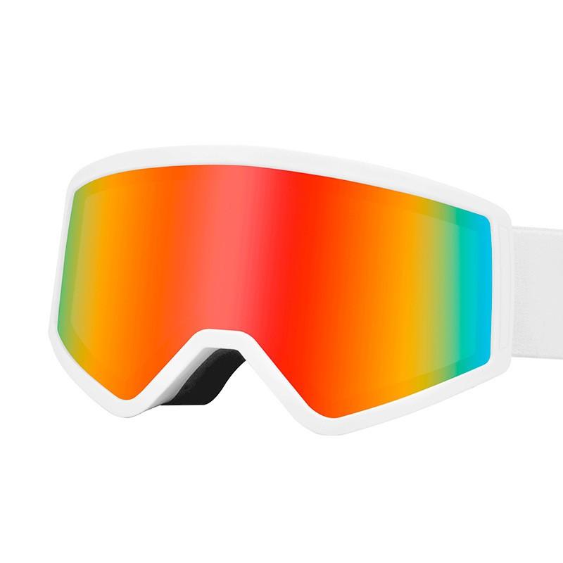 Kids Ski Goggles Double-Layer Anti-Fog UV Protection Snowboard Eyewear With Prescription Lens Insert Children White Frame Red Lens
