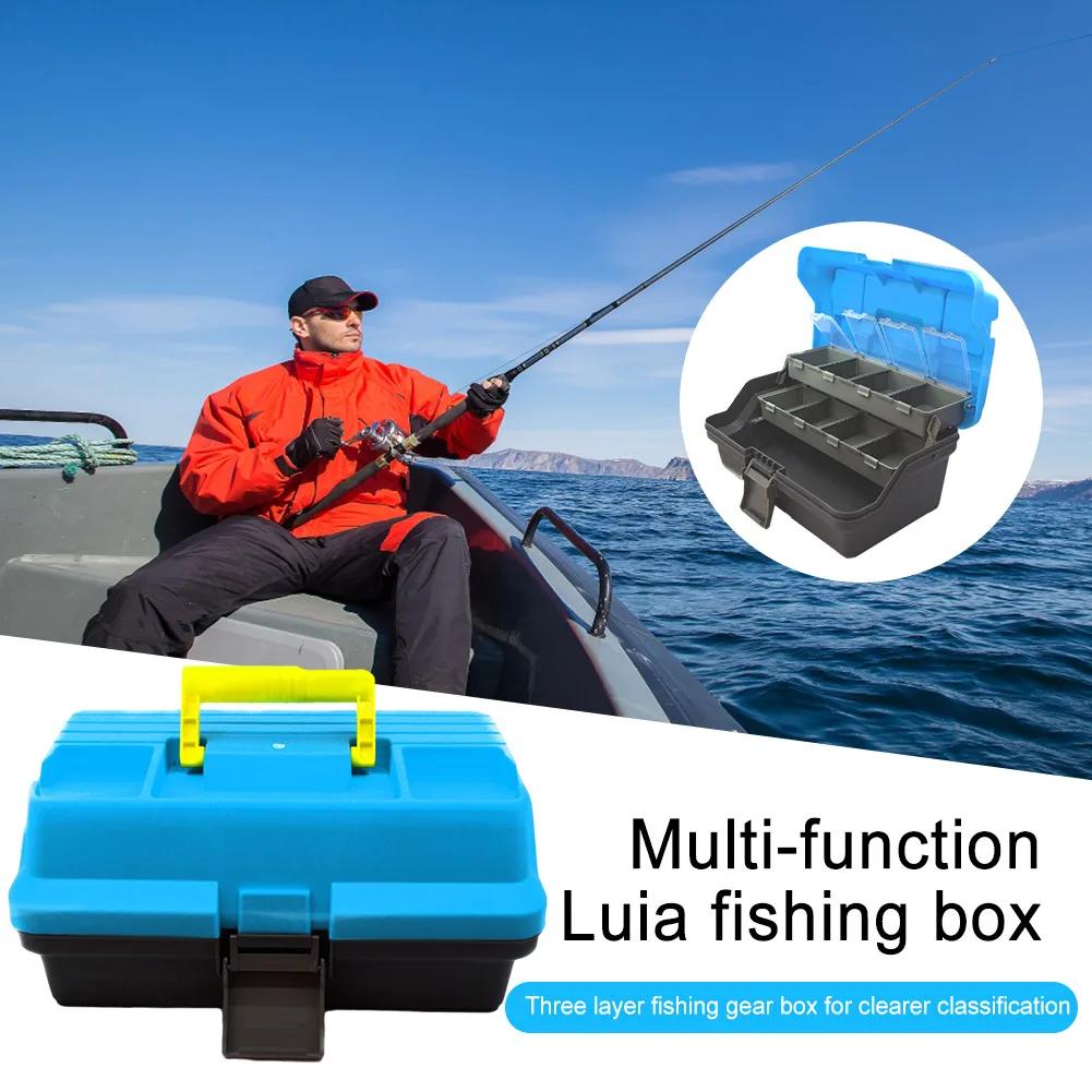 3-Layer Folding Fish Hook Lure Box Portable Storage Tool Box Multipurpose Fishing Toolbox with Handle for Fishing Tackle Storage