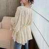 Damen Frühlings- und Herbst-Freizeit-Chiffon-Bluse mit schlankmachendem Look, Spitzen-Oberteil