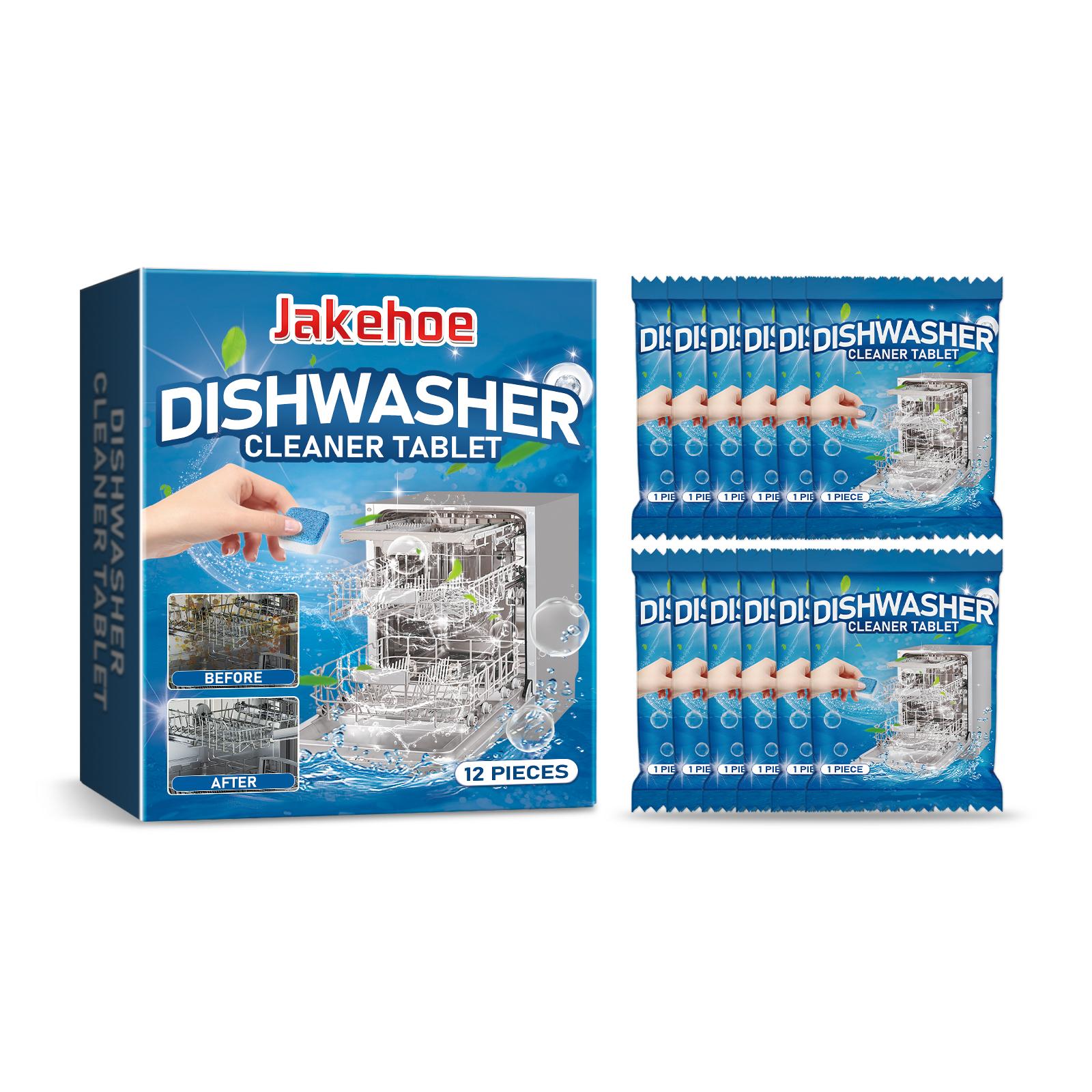 

Jakehoe Dishwasher Cleaner Effervescent Tablets (12pcs/box) Cleans dishwashers, removes stains, grease, water stains, odors, and scale.