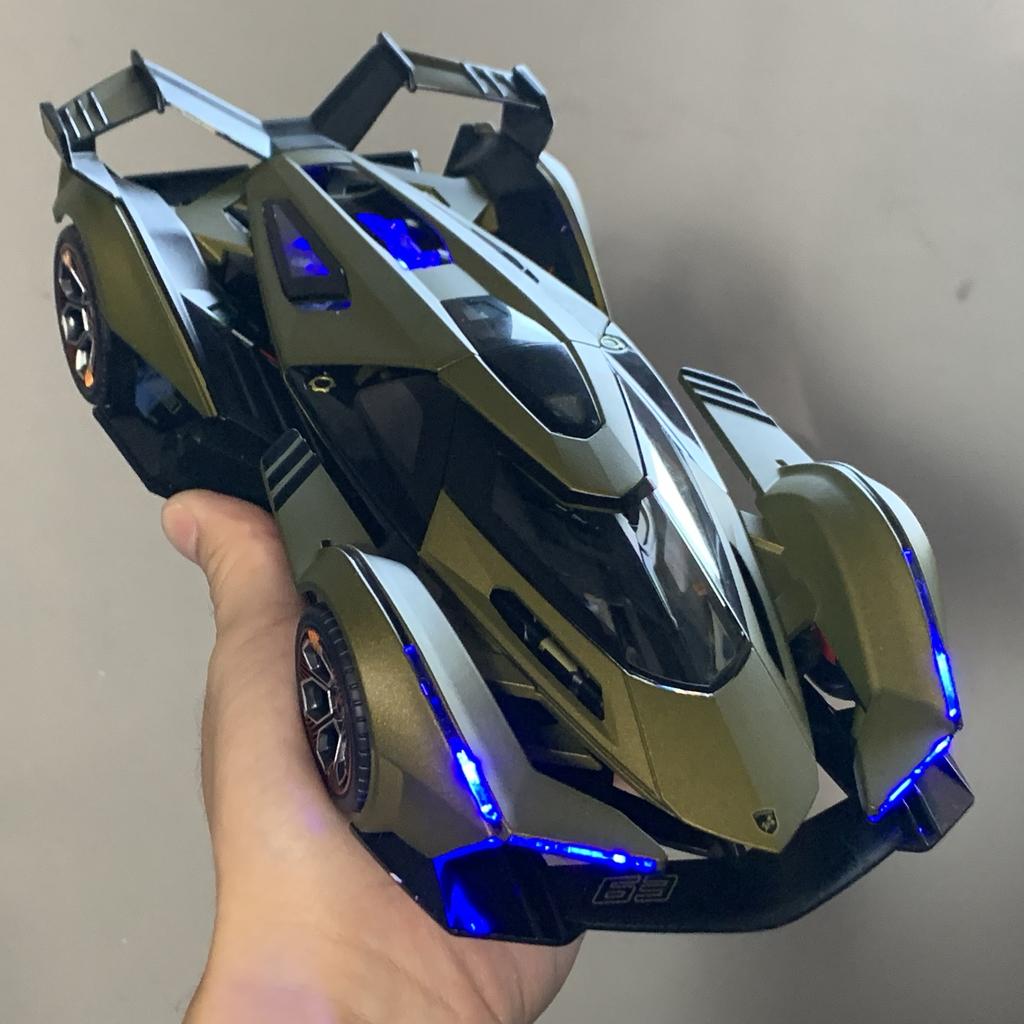 1/18 Lamborghini Vision Gran Turismo V12 GT Diecast Alloy Children's Toy Car Holiday Present High Simulation Collectibles Home Interior Gift