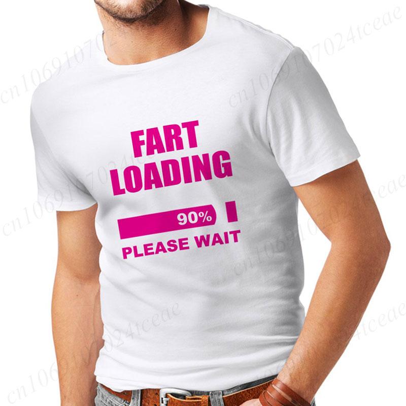 Men's T-shirt Fart Loading Please Wait Print Tshirts Dad Joker T-shirt Clothes Oversized Man Clothes Funny Gag Hilarious Gift