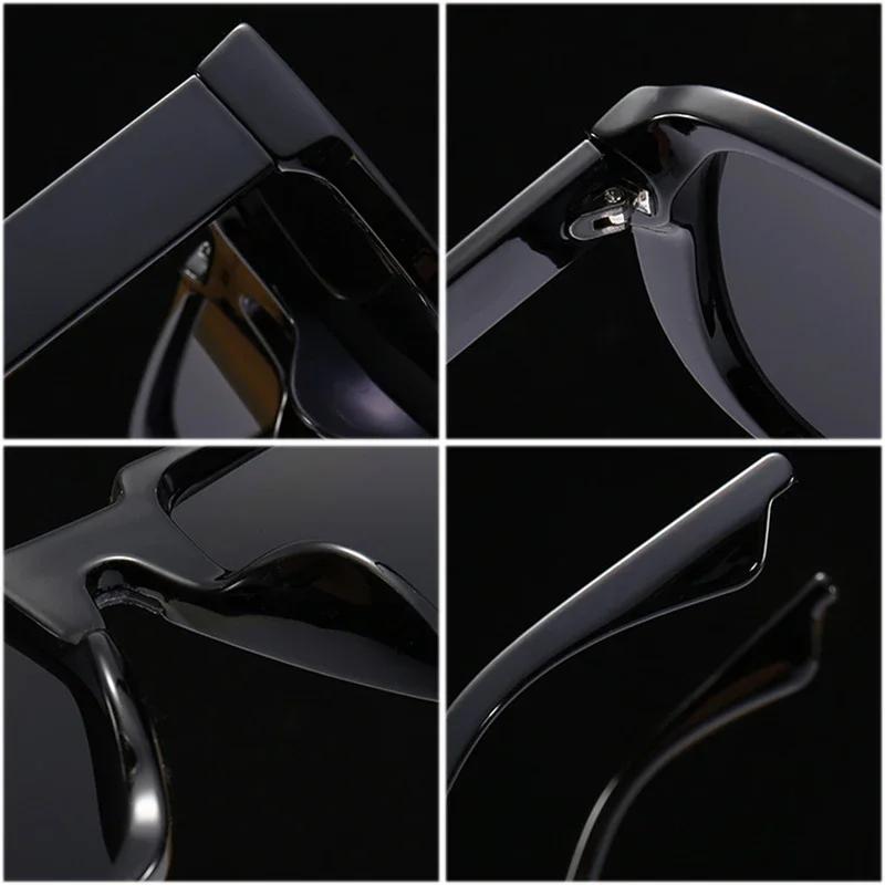 Retro Square Sunglasses Personalized Unisex Trendy Pilot Windproof One-Piece Large Frame Colorful Sun Glasses Uv400 Shades