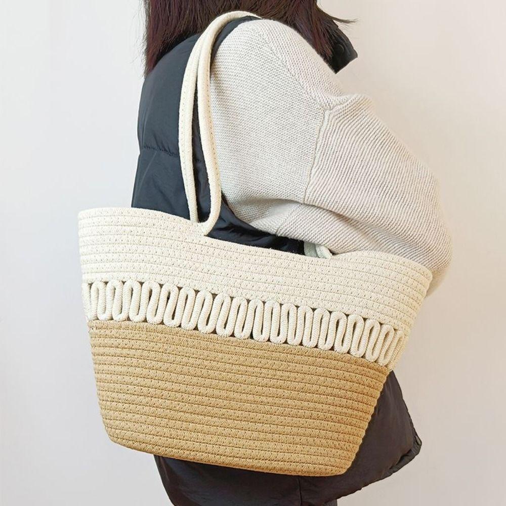 

Пляжная большая сумка большой емкости для девочек, корзина для овощей, тканая сумка, большая сумка, сумка на плечо