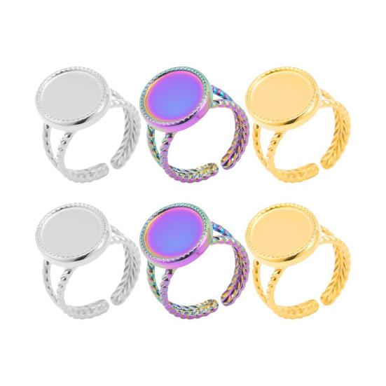 Stainless Steel Ring Base Adjustable Ring Blank Cabochon Ring Blank Base Flat Bezel