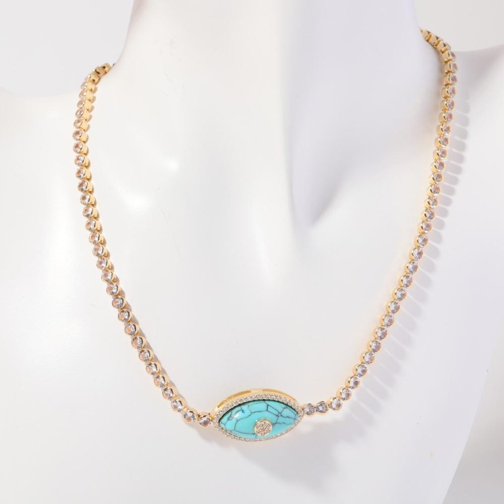 Electroplated Devil's Eye Necklace 18K True Gold Opal Zircon Necklace  Jewelry Gift