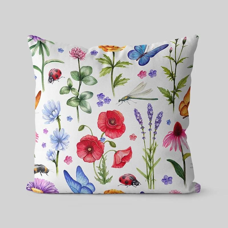 Retro Flower And Bird Pillowcase Dormitory Decoration Office Living Room Sofa Home Pillowcase One Side