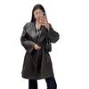 Minimalistischer karierter Ledertrenchcoat für Damen