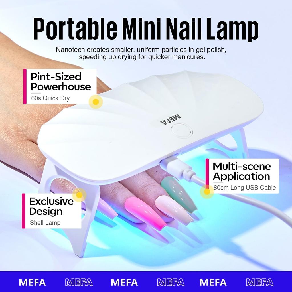 MEFA Nail Art Set 12 Colors Gel Polish UV 7ml, 6W UV Lamp, Manicure Accessories Kit, DIY Home Gifts