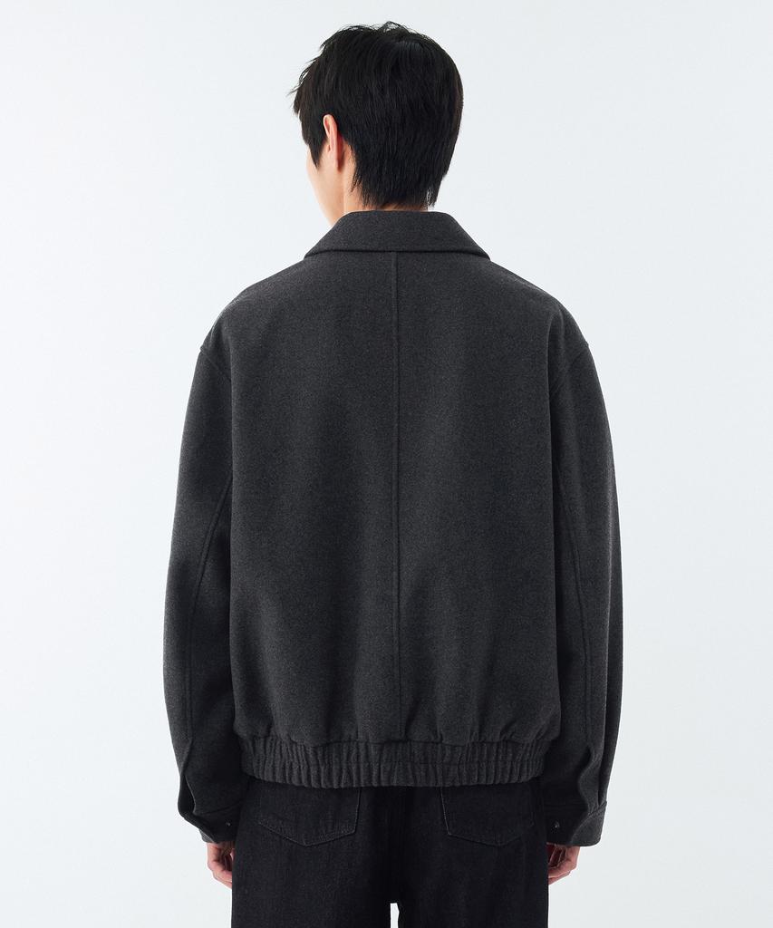Musinsa Standard Wool Blend Minimal Blouson Jacket [Charcoal Grey]