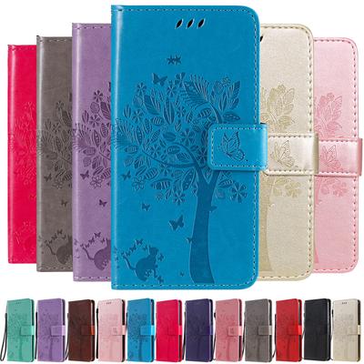 Katt Träd Mönster Flip Läder Plånboksfodral För Samsung Galaxy S20 Fe S10 S9 S8 Plus Note 10 20 Ultra Lite Telefonskal Fundas