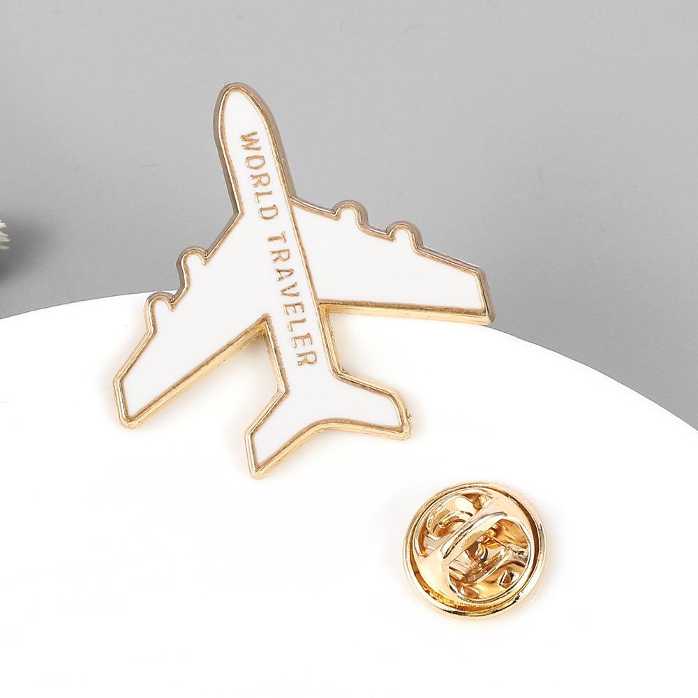 Creative Metal Enamel Badge Funny Letter Aircraft Brooch Cartoon Airplane Lapel Pin  Women Men