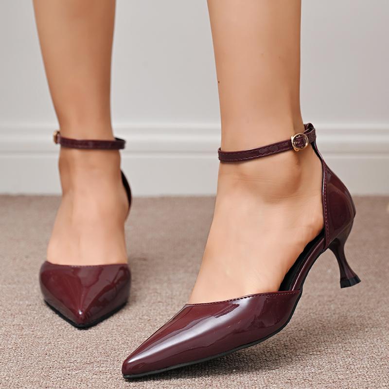 Fashion Women Heeled Shoes Sexy Pointed Toe Mid Heels Shoes Fashion Shallow Pumps 2025 Trend Designer Buckle Summer Mujer De Zapatillas