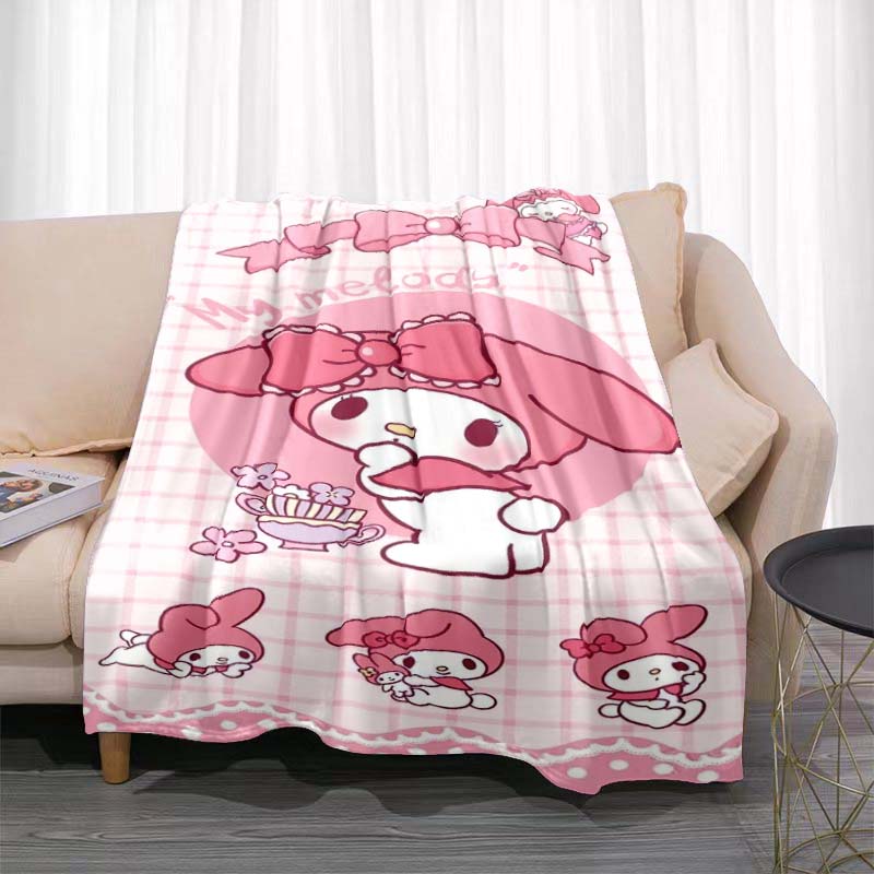 This 3D Adorable My Melody and Cinnamoroll Cartoon Flannel Blanket Is Comfortable and Soft, Suitable for Use In Bedrooms, Beds,