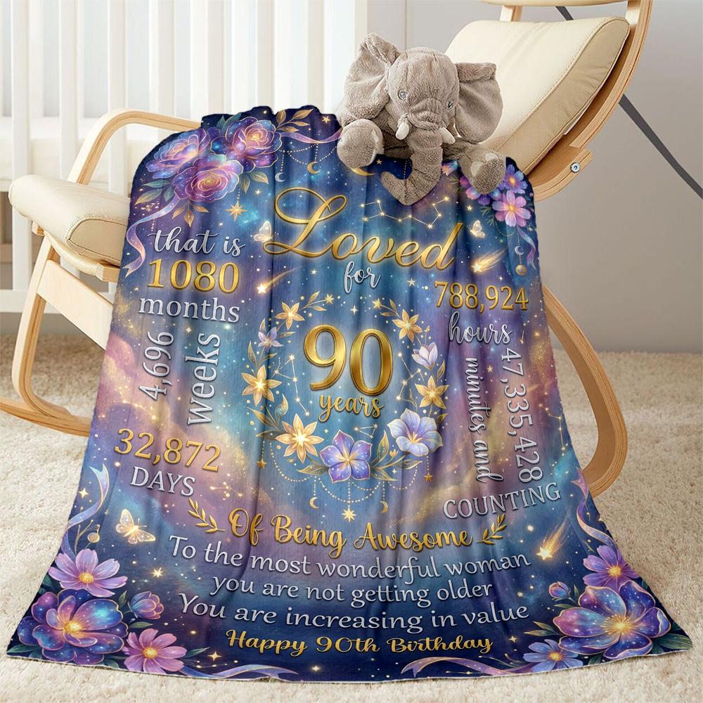 90. Geburtstag Flanelldecke - Weich und geeignet für Sofas, Betten, Büros, Reisen, alle Jahreszeiten, tolles Geschenk für Feiertage und Geburtstage.