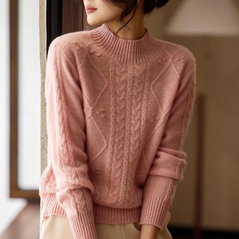 Women's Cashmere Sweater Qinghe Cashmere 30% Cashmere 70% Wool Autumn and Winter Pullover Warm and Fashionable