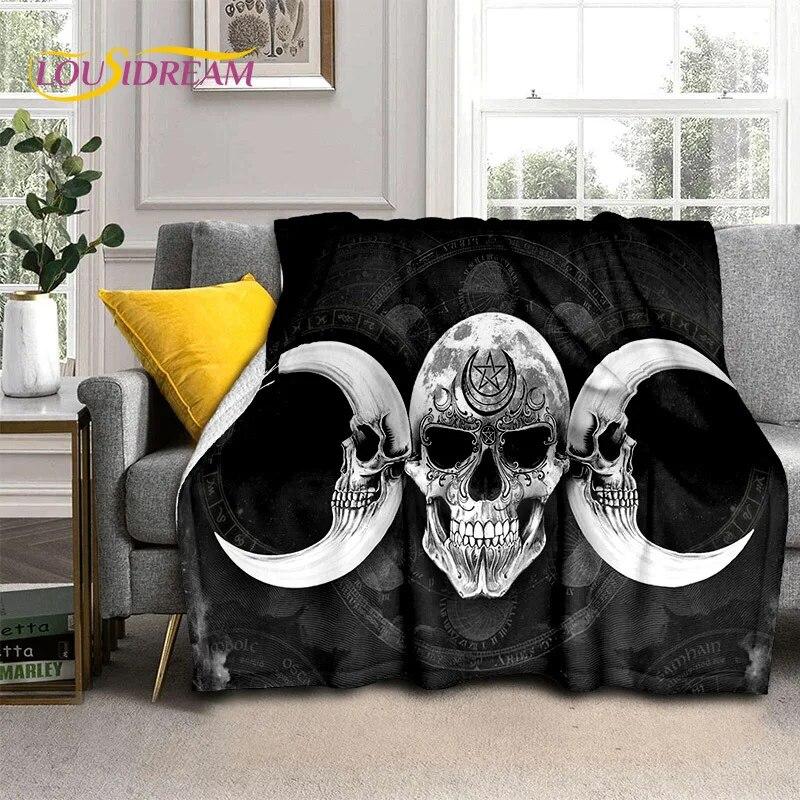 Gothic Ouija Tarot Čarodějnictví Horor Lebka Deka, Flanelová deka pro Halloween Ložnice Pohovka Pohovka Piknik Turistický obal Dárek