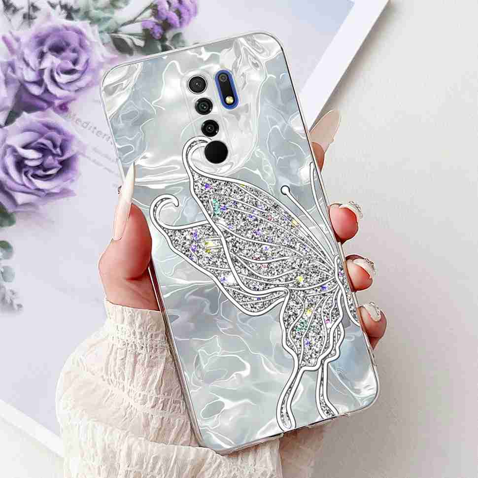 For Xiaomi Redmi 9 9A Case M2004J19AG Luxury Pearl Flowers Soft Silicone TPU Cover For Redmi 9A M2006C3LG Phone Protective Case