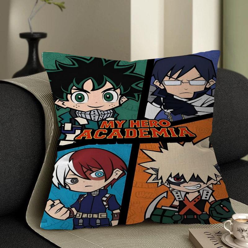 My Hero Academia Pillow Covers Cartoon Sofa Decorative Home Double-sided Printing Short Plush Cute Cushion Cover