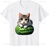 Cute Funny Cat On Watermelon Meme T Shirt Men Women ONeck Fashion  Short Sleeve Tshirts Retro Harajuku Oversized Tshirt