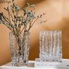 Relief Texture Glass Vase Creative Hydroponic Flower Pot Desk Decoration Artificial Flower Decorative Floral Arrangement Vases