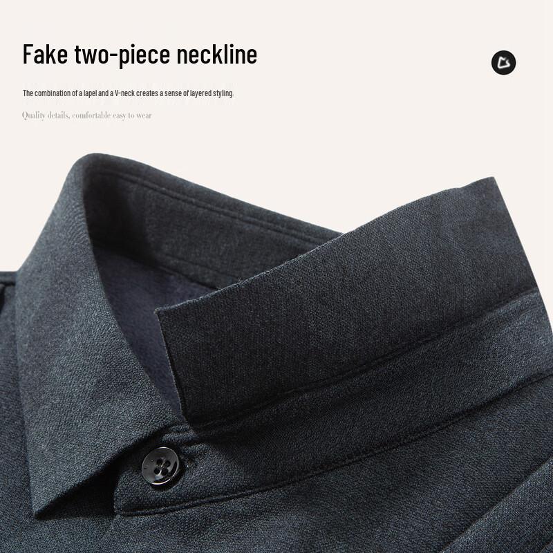 Men's Thermal Faux Two-Piece Jacquard Polo Shirt
