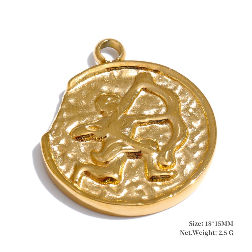 Yhpup Real Gold Plated 12 Constellation Metal Diy Charms For Jewelry Making Bulk Stainless Steel Charm Pendant Accessories
