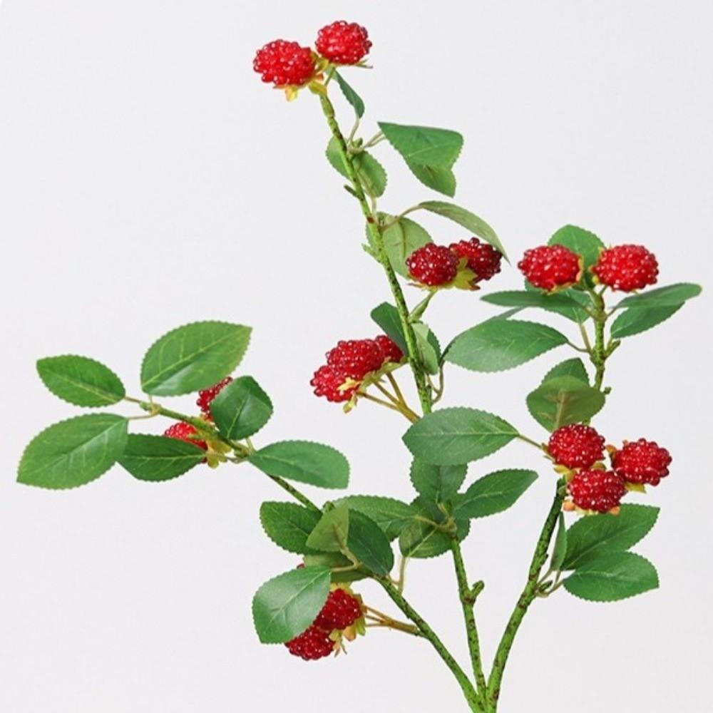 Realistic Artificial Raspberry Branch Plastic Decorative Simulation Flower Long Branches Fruits Blueberry Flowers