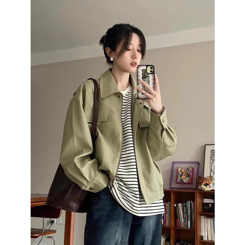

Women s Retro Street Style PU Leather Biker Jacket, Spring/Autumn Short Casual Coat, Trendy Sweet Cool Design. M