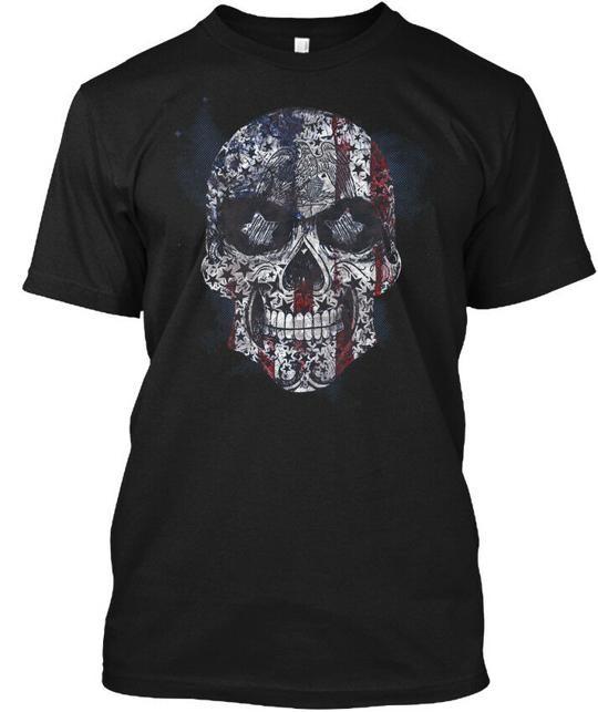 Sugar Skull American Flag T-Shirt Made in the USA Size S to 5XL S разноцветный