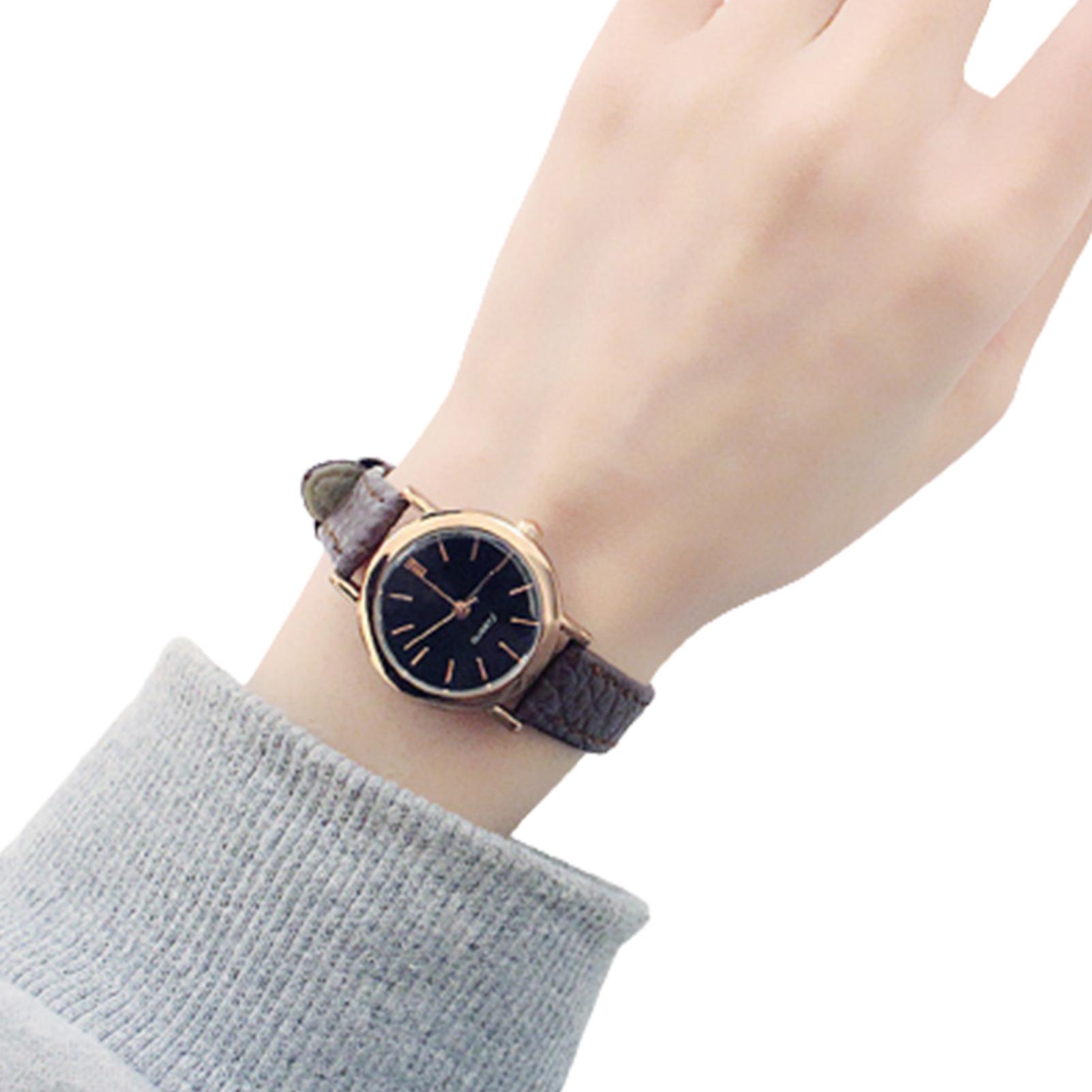 Women s Fashion Quartz Watch Minimalist Round Dial Small Leather Quartz Wrist Watch for Girlfriend Birthday Gift