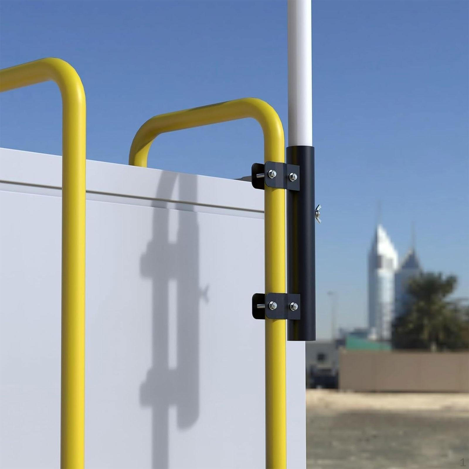 

RV Ladder Flagpole Holder Flag Mount Bracket Pole Stand for Deck Motorhomes Black Hex Knob