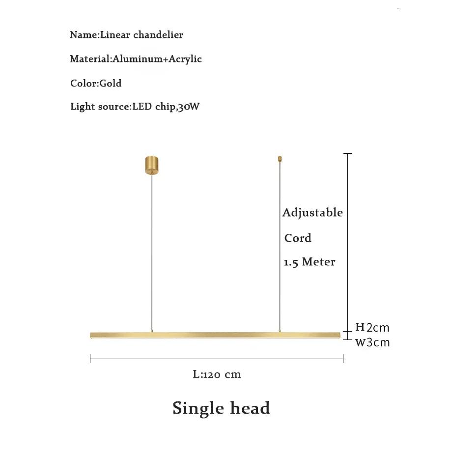 Lamp Modern Minimalist LED Chandelier ,Linear Kitchen Island Pendant Lighting For Dining Table Living Room Bedroom
