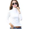 Autumn Winter Women Base Layer Long Sleeve Half High Collar Slim Fit Pullover Tops Solid Color Thickened Warm Tops