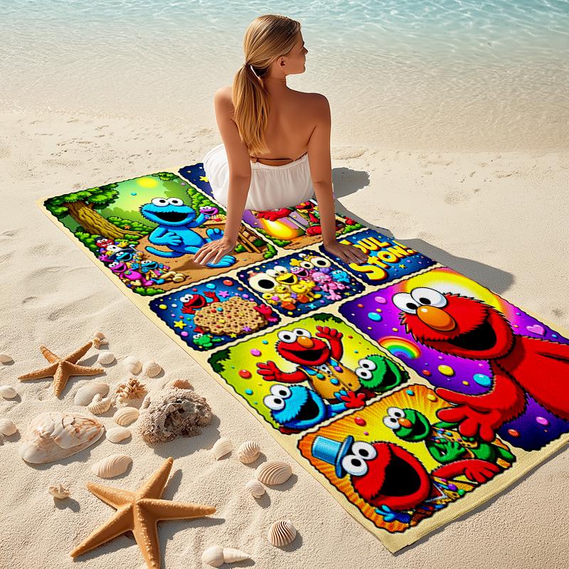 Sesame Street beach towel Outdoor camping Beach towel for vacation swim Outdoor pool Absorbent bath towel