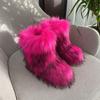 Fashion New Winter Fur Onepiece Raccoon Fur Female Snow Boots Fur Shoes Outdoor Mid Leg Boots