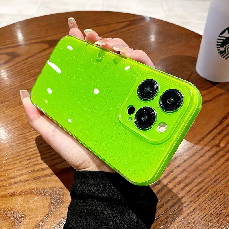 Coque Souple Néon Pailletée de Luxe Pour iPhone 17 16E 14 13Mini 12 11 Pro Max 15 17air Silicone Housse antichoc