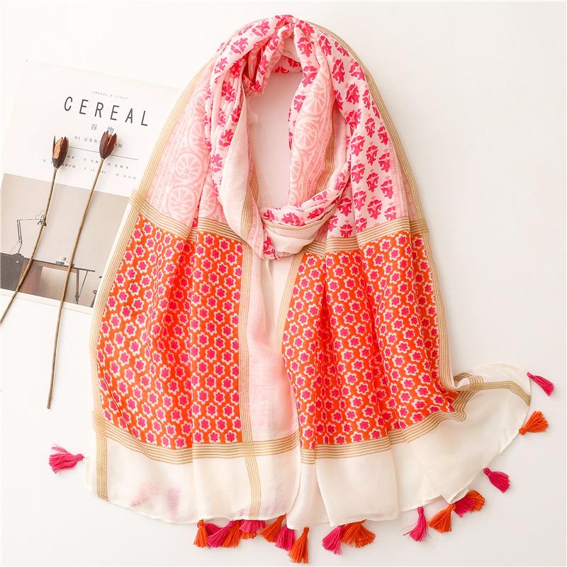 Cachecol Quatro Estações 2024 Estilo Étnico Artístico Tranquilo Cachecol Texturizado de Algodão e Cânhamo Cachecol de Seda Feminino Xale Fino para Viagem