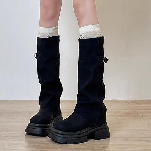 Retro Fashion Maillard Trouser Boots Women's 2025 Autumn and Winter New Handsome Small Thick-soled Fried Street Boots