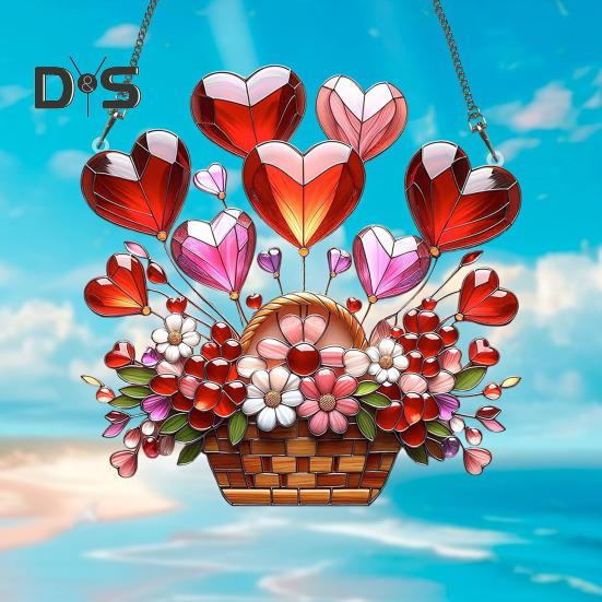 Potted Plants Sun Catcher Acrylic Window Hanging Ornament Floral Pattern Suncatcher for Home Wall Sunlit Spaces Decoration