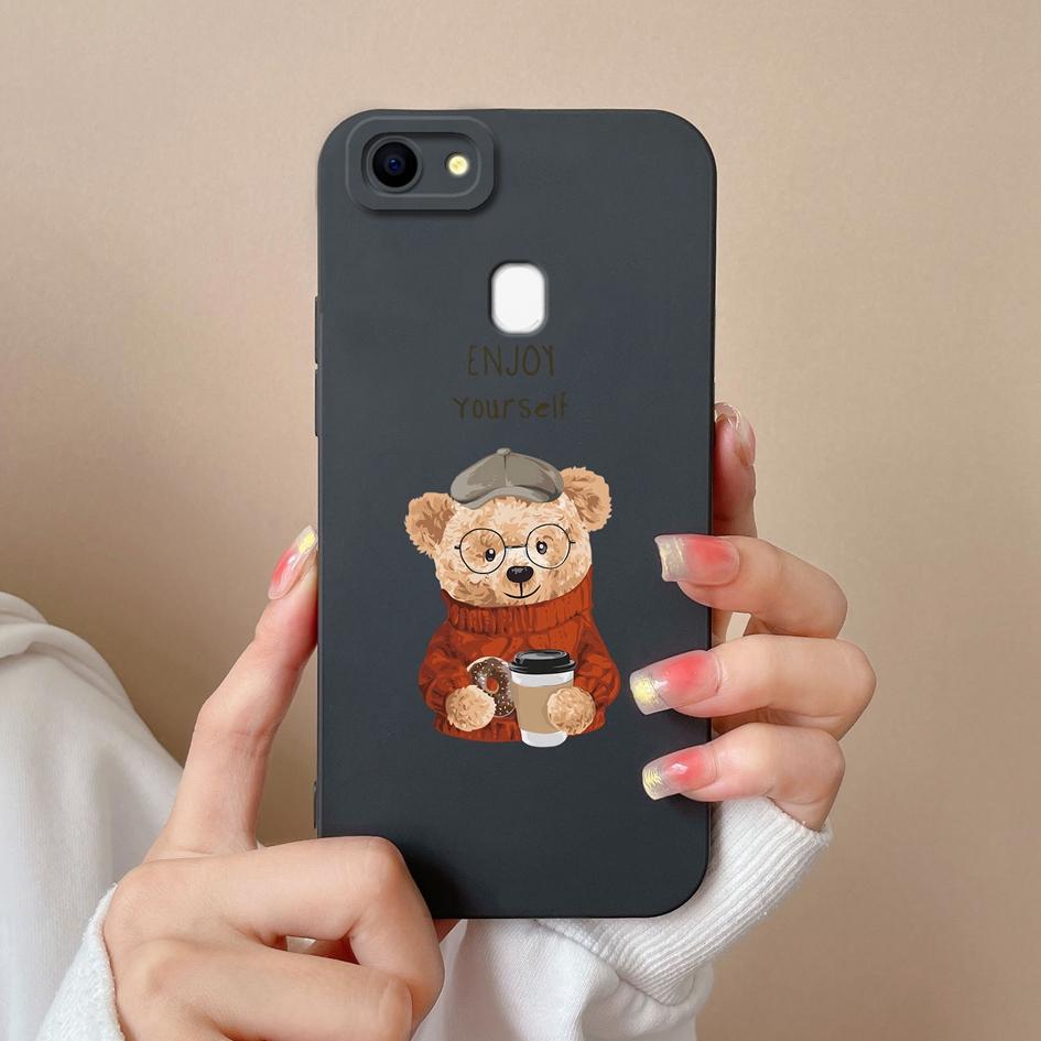 For Oppo F5 F11 F17 F9 F21 F7 F19 F15 Pro Phone Cases Fashion Little Bear Liquid Silicone High Definition Anti Fall Protective Covers For Oppo Housing