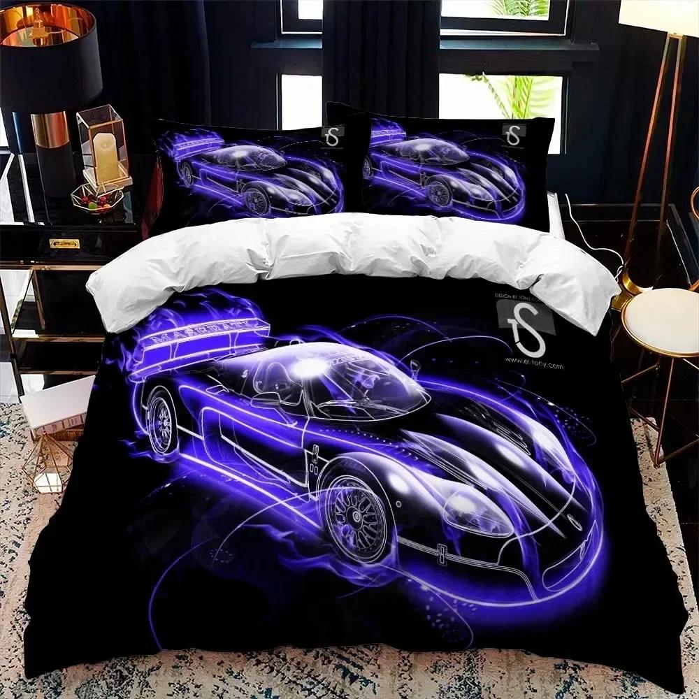 2025 Sports Car Duvet Cover Set Luxury High Quality For 3D Printed Bedding Double Queen King Bedclothes Adults Boys Home Textile